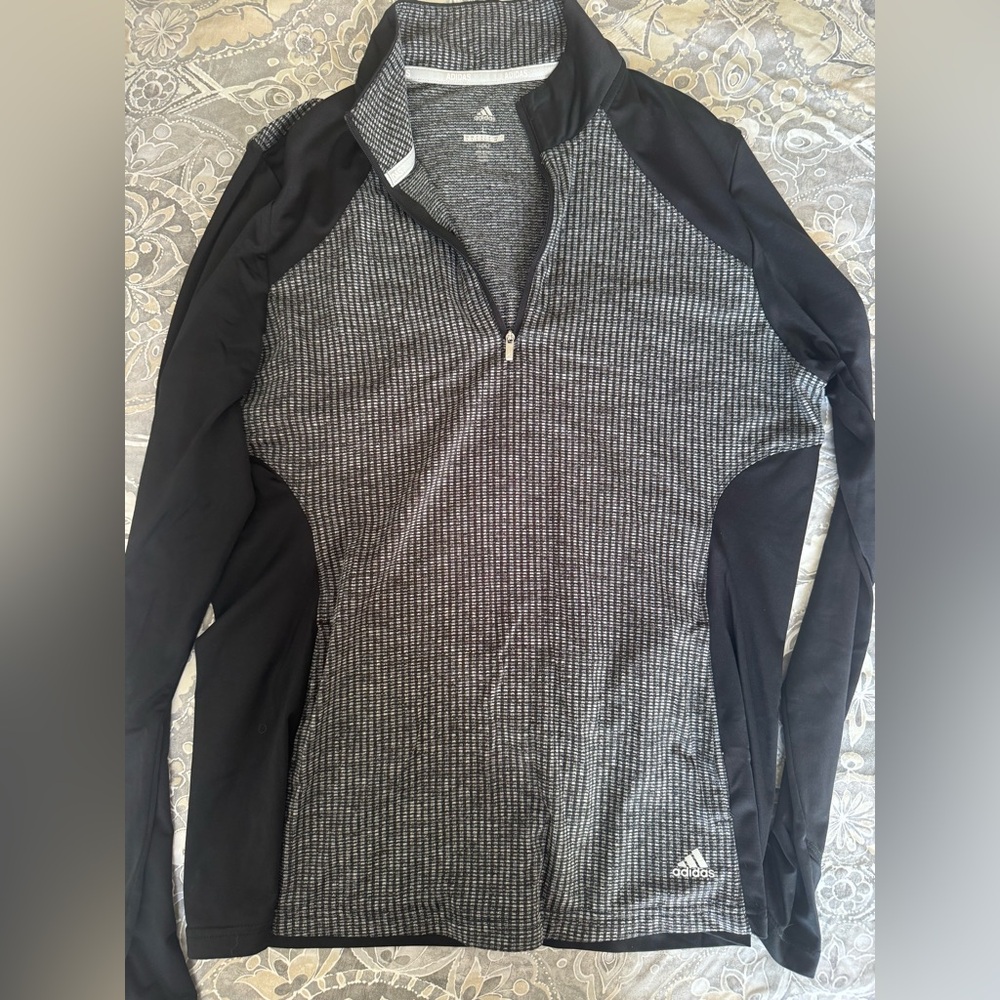 Adidas Black and Gray Long Sleeve 3/4 Zip